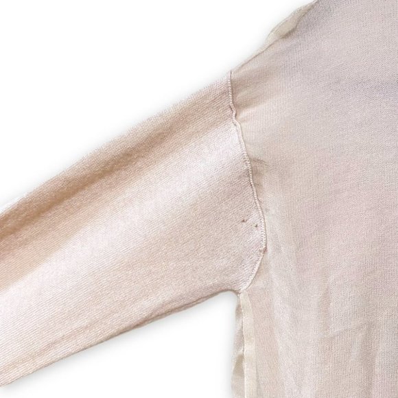 Vince Chiffon Overlay Cashmere Silk Crewneck Cream Pullover Sweater Size XS - Picture 8 of 10